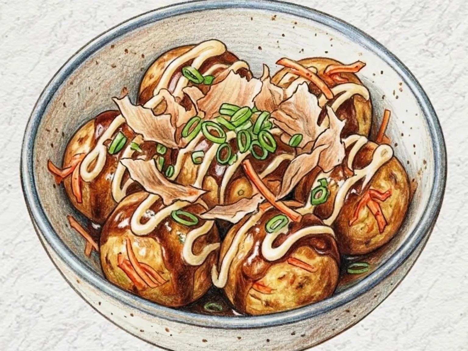 Kimchi Takoyaki (Bolinhos de polvo com Kimchi coreano)