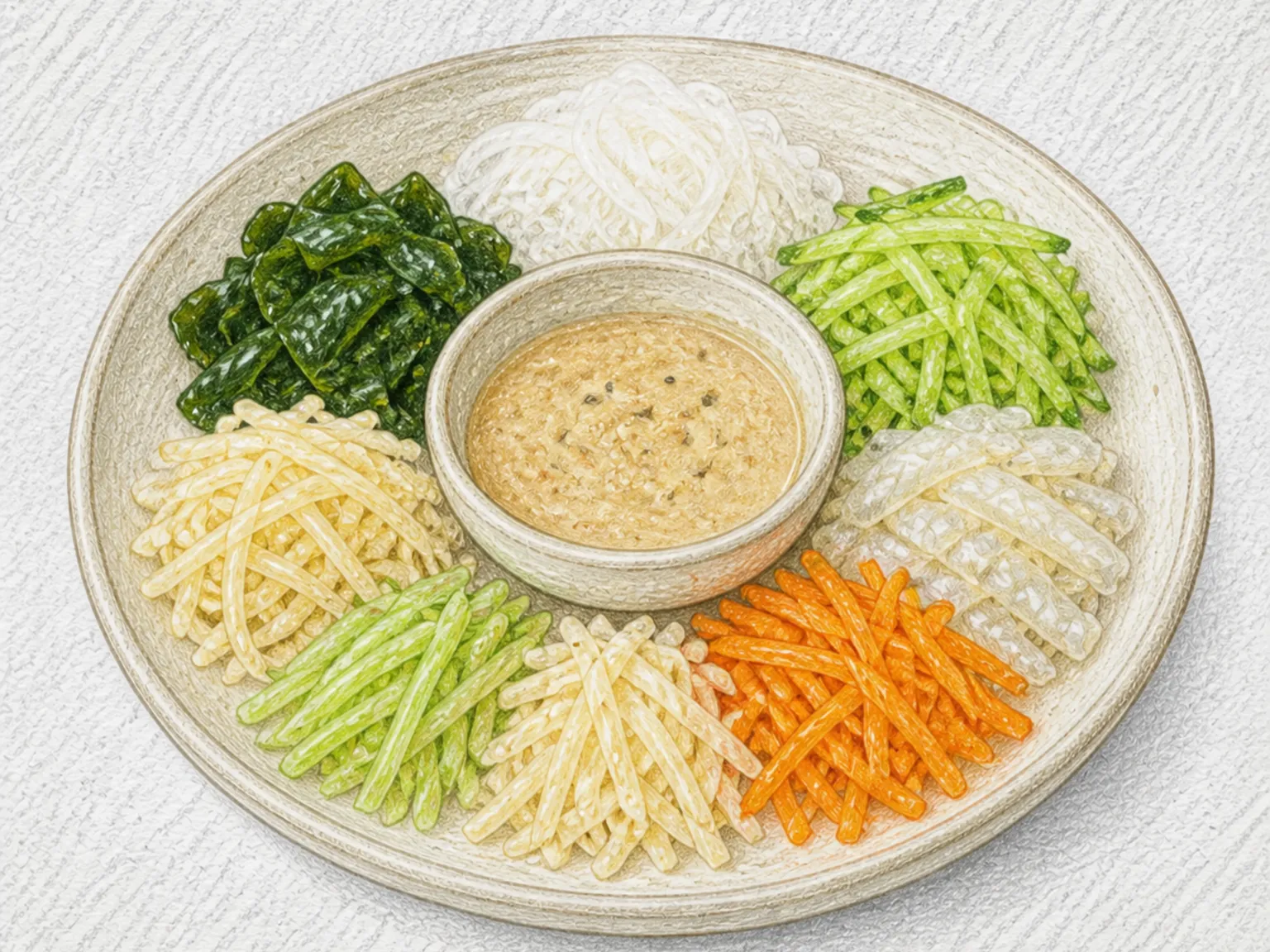 Kishizu (Kuzukiri and Vegetables with Sesame Miso)