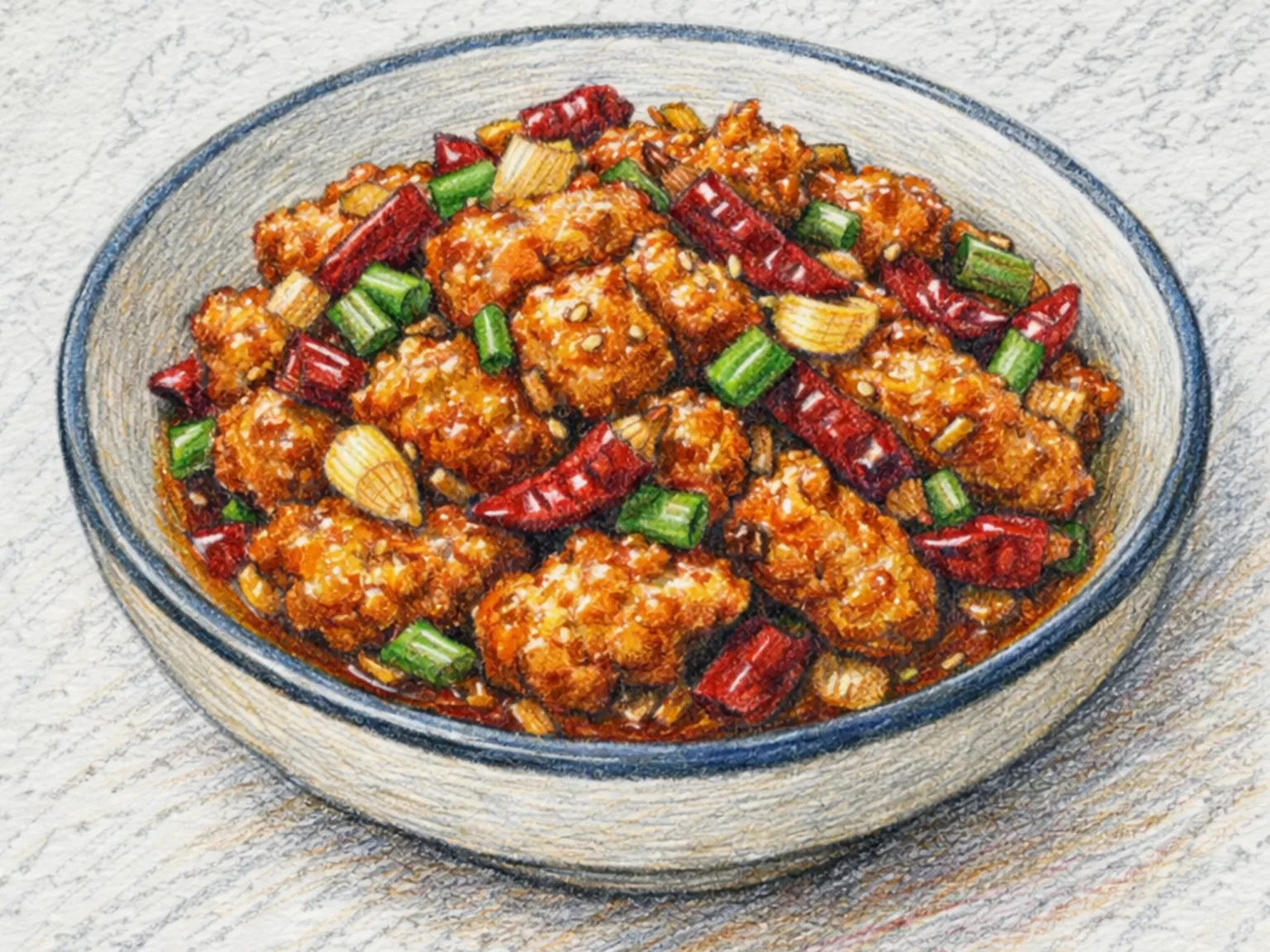 Kkanpunggi (pollo crujiente con chile y ajo al estilo coreano)