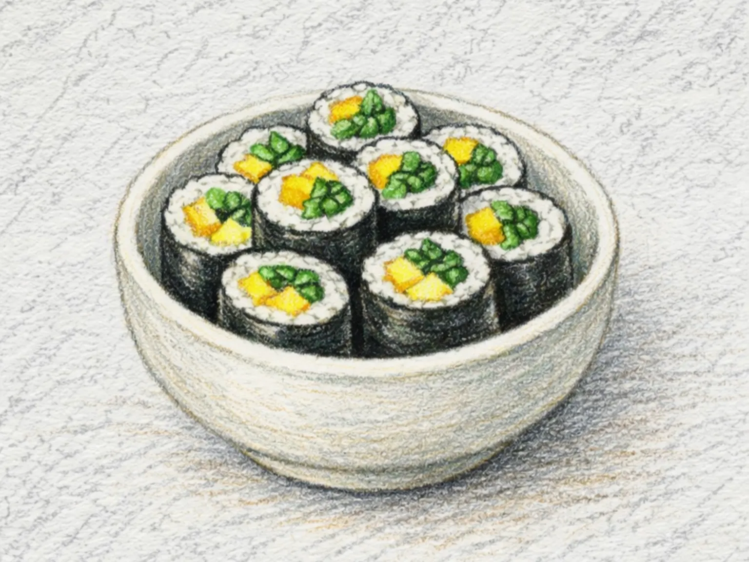 ミニキンパ(半切り海苔で巻く一口サイズのキンパ)