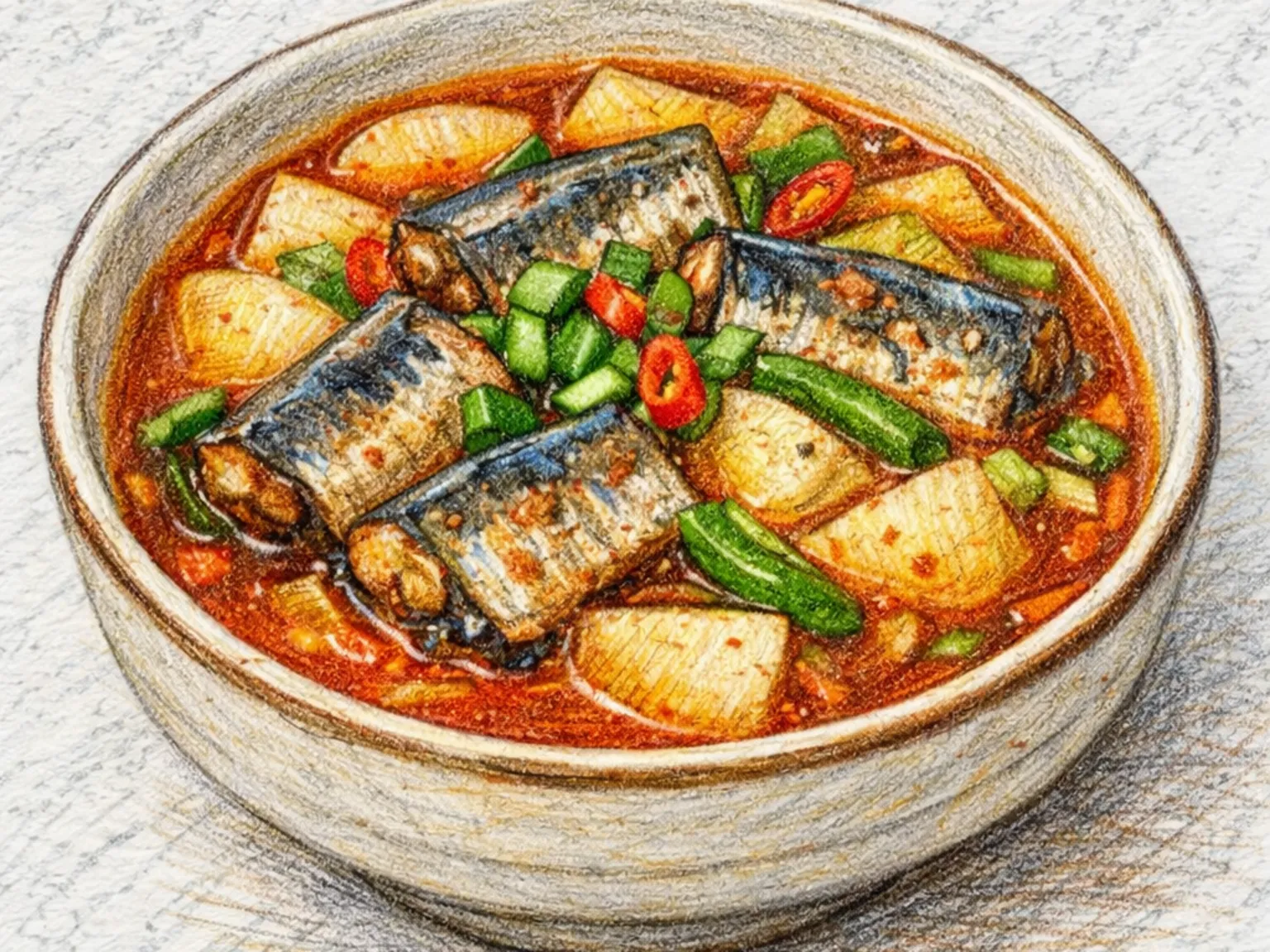 サンマ缶チゲ（缶詰で手軽に作るピリ辛煮込み）