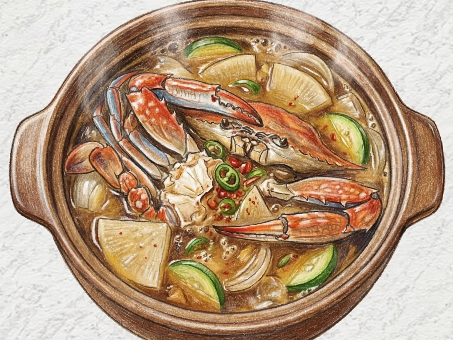 Doenjang Kkotge Tang (estofado de cangrejo azul con pasta de soja coreano)