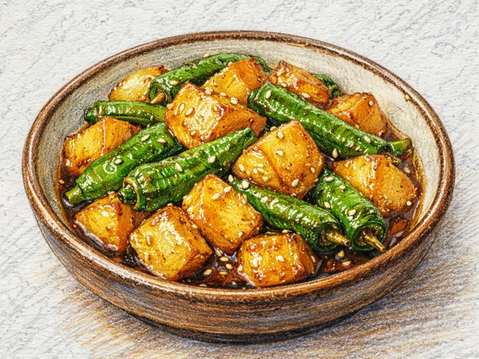 クワリコチュカムジャジョリム(ししとうとじゃがいもの煮物)