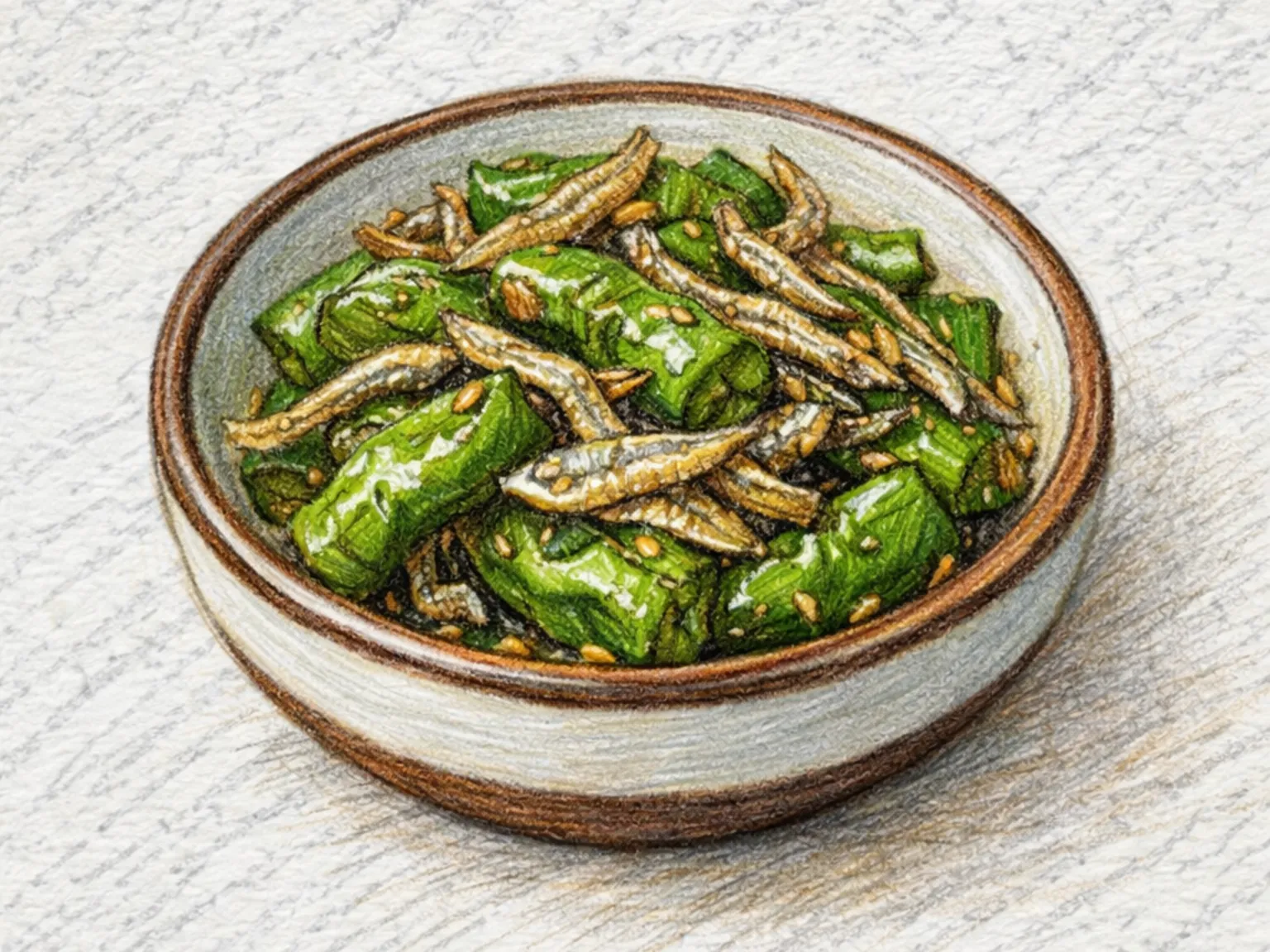 クァリゴチュミョルチポックム（ししとうとちりめんじゃこの炒め物）