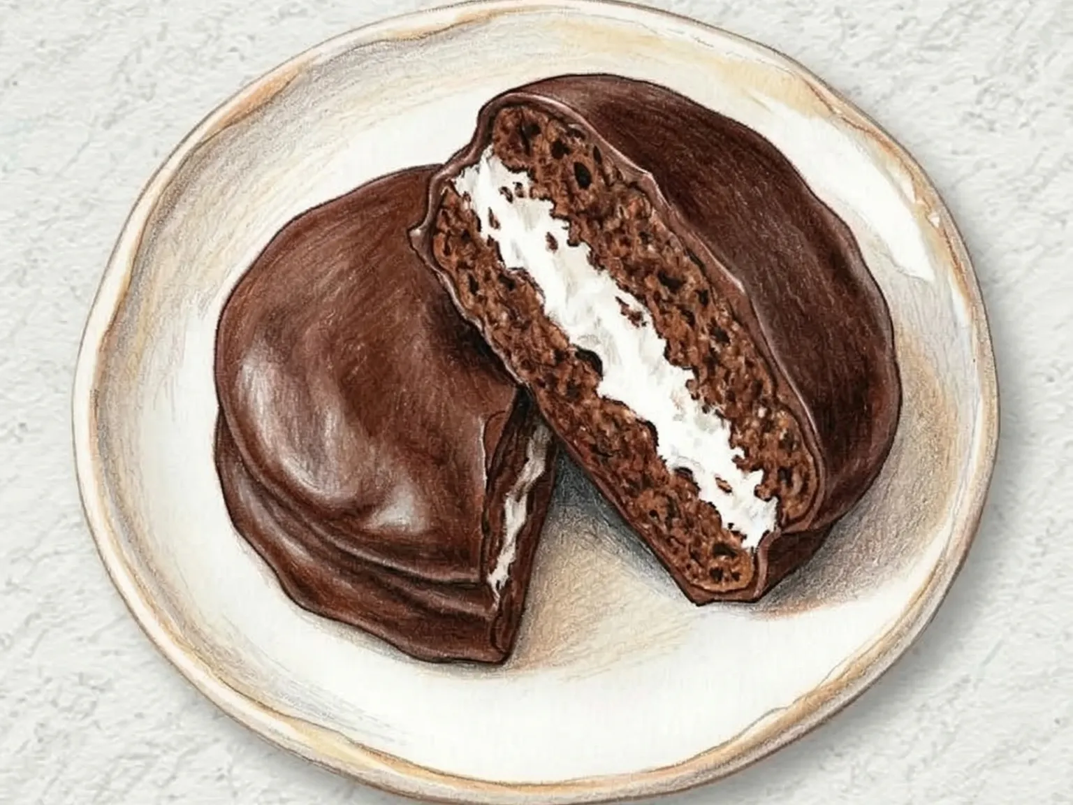 手作りチョコパイ（マシュマロクリーム入りチョコケーキ）