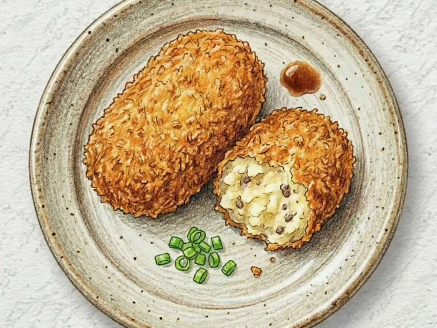 Korokke Japonês (Croquete de Batata e Carne Bovina Crocante com Panko)