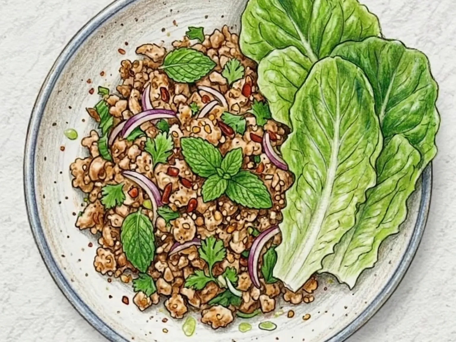 ラーブガイサラダ(タイ風鶏ひき肉サラダ)