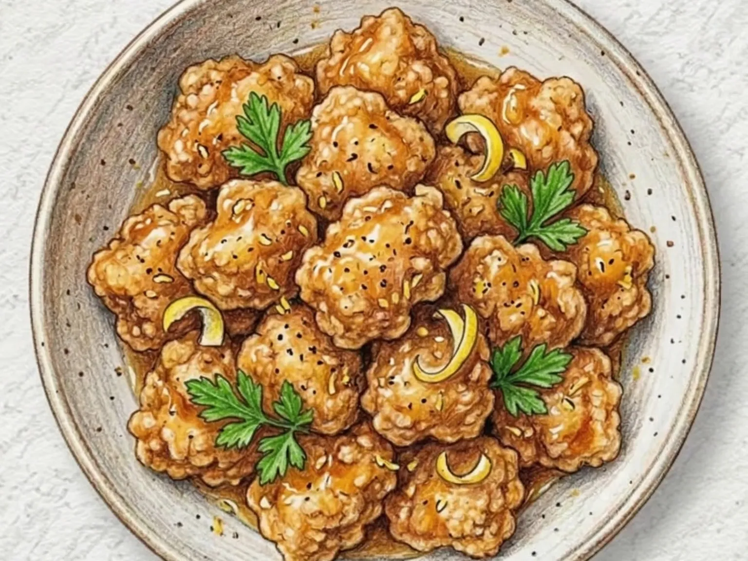 レモンペッパーダッカンジョン(二度揚げ鶏のレモンハチミツ醤油がらめ)