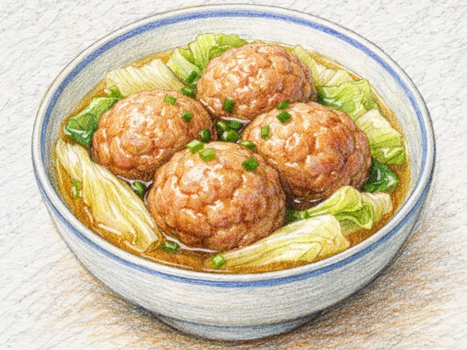 獅子頭（中国風大型豚肉団子の白菜煮込み）