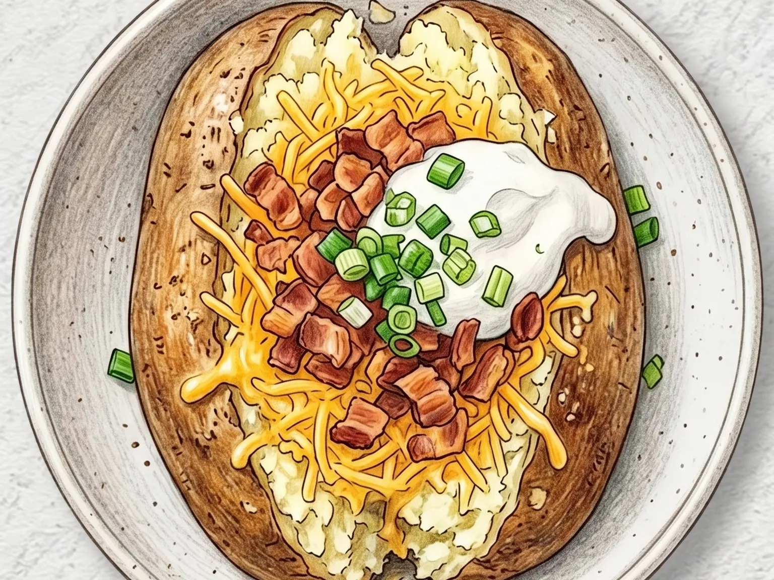 로디드 베이크드 포테이토 (미국식 치즈 베이컨 구운 감자)