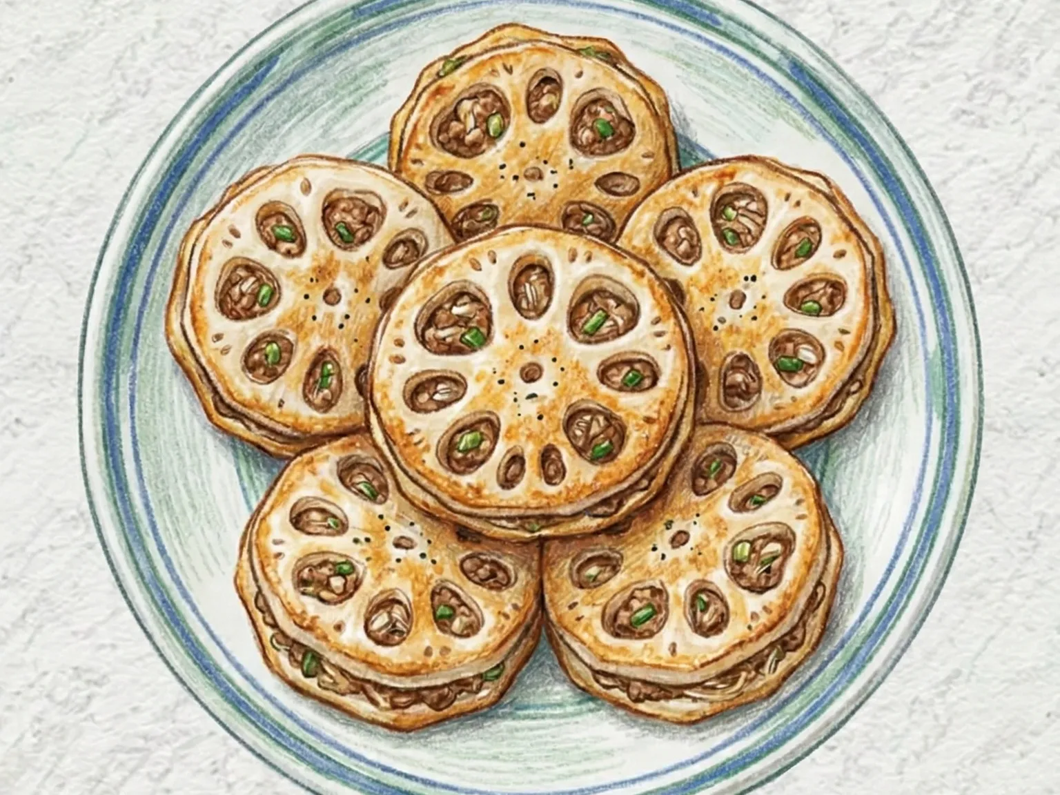 レンコンと牛肉のチヂミ(シャキシャキ蓮根に牛肉を挟んだチヂミ)