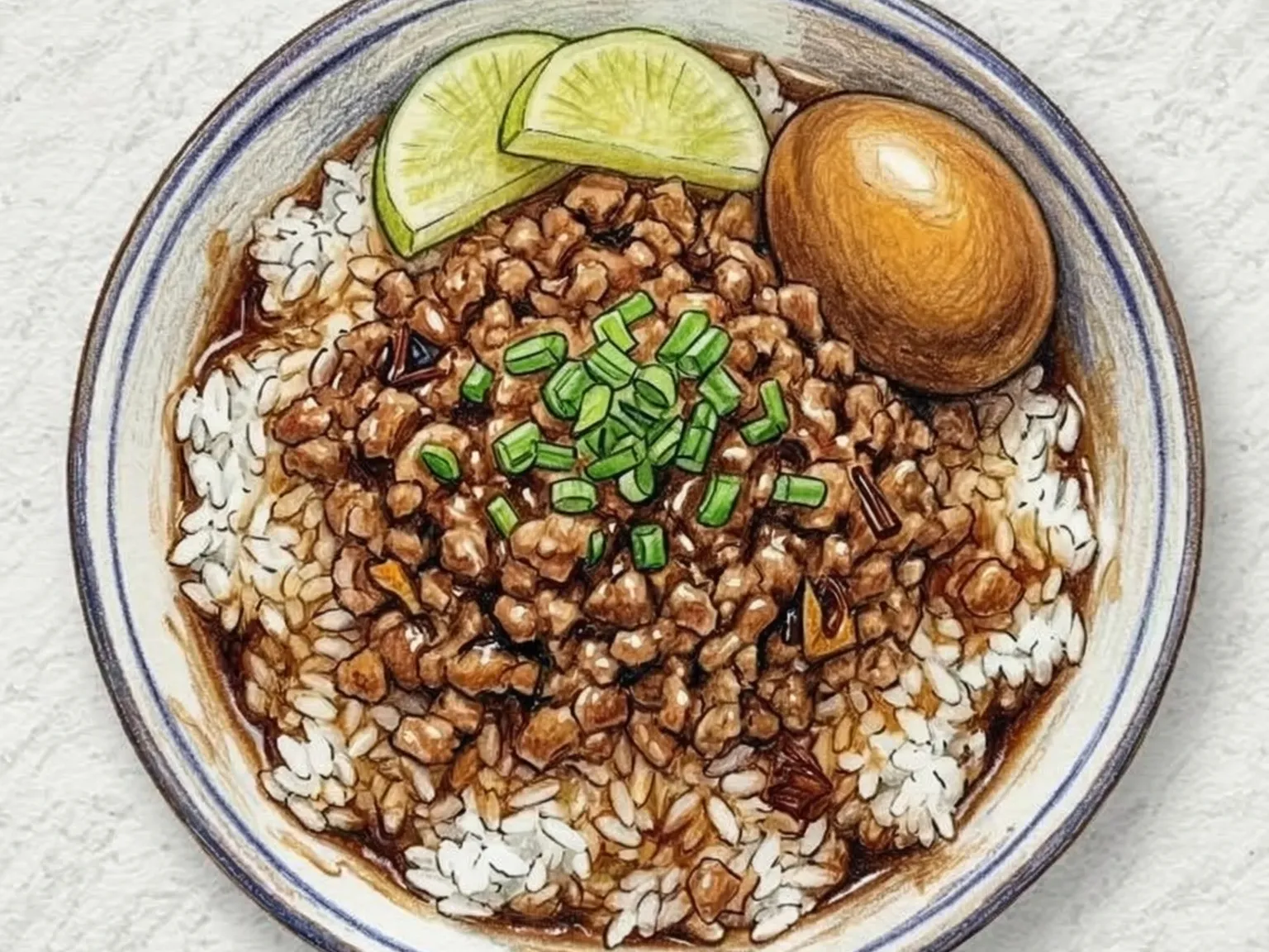 Lu Rou Fan (Arroz com panceta de porco refogada taiwanesa)
