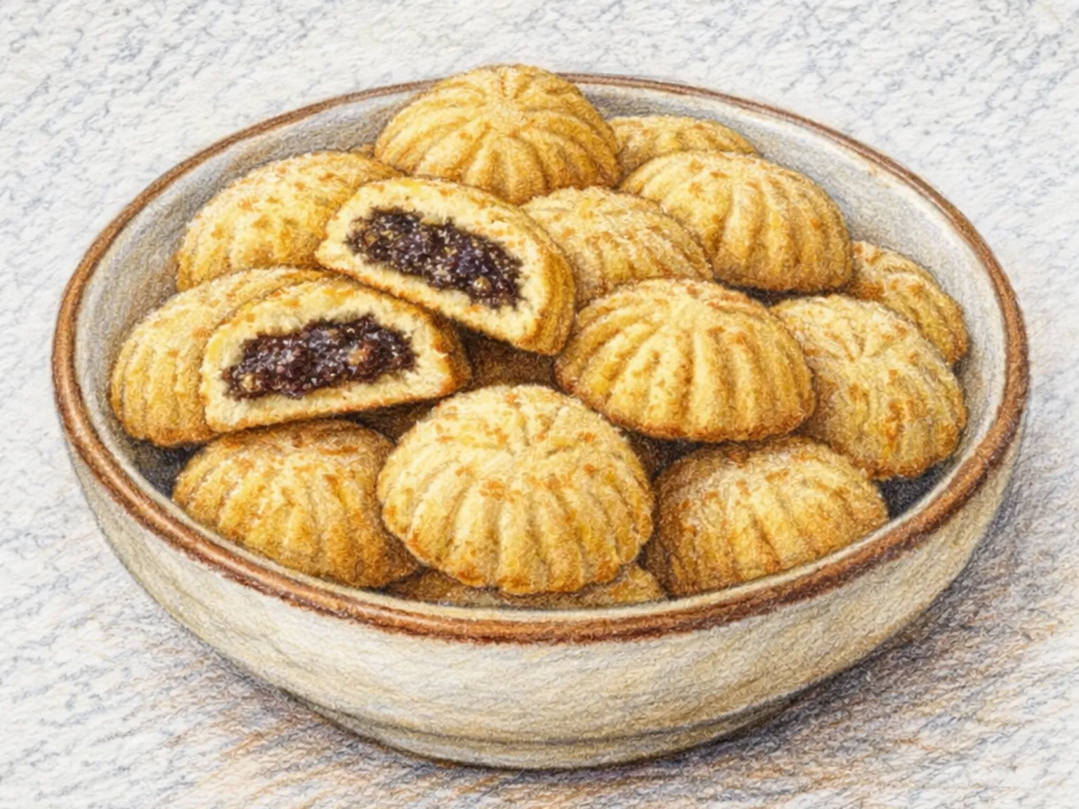 Maamoul (Biscoitos de Sêmola Recheados com Tâmaras)