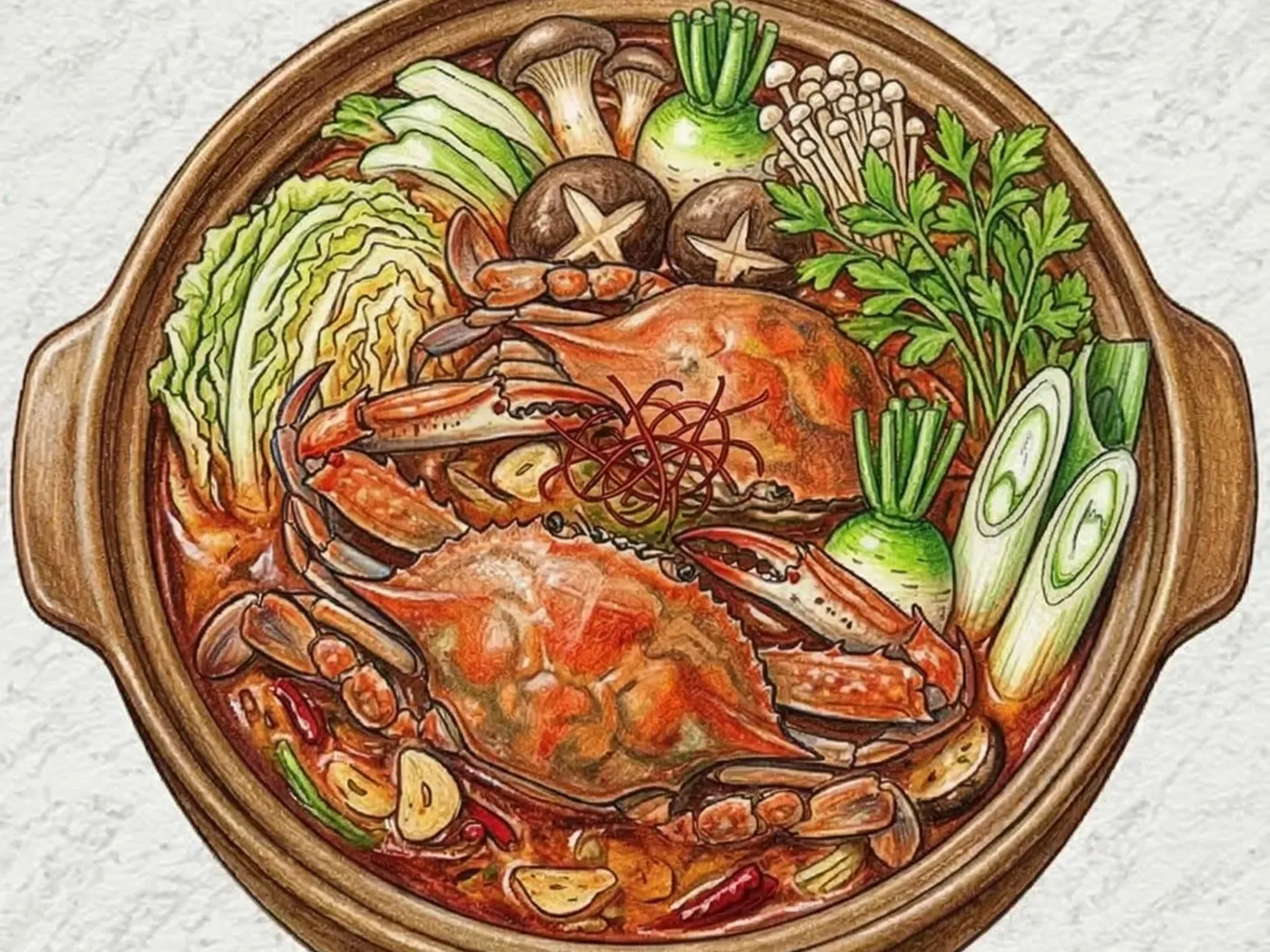 辛いワタリガニ鍋(コチュジャン仕立ての卓上鍋)