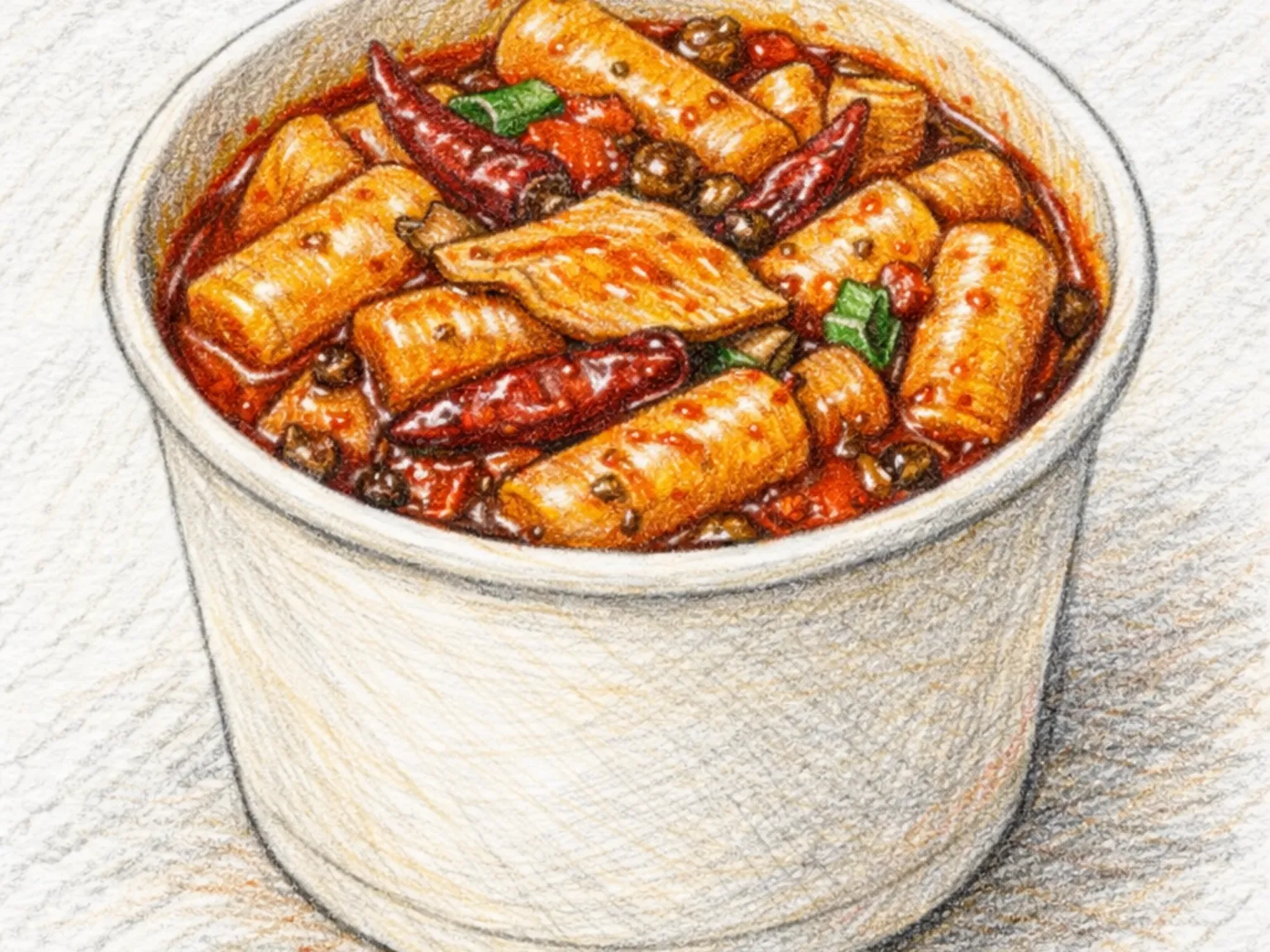 麻辣カップトッポッキ(四川痺れ辛マラソース餅炒め)