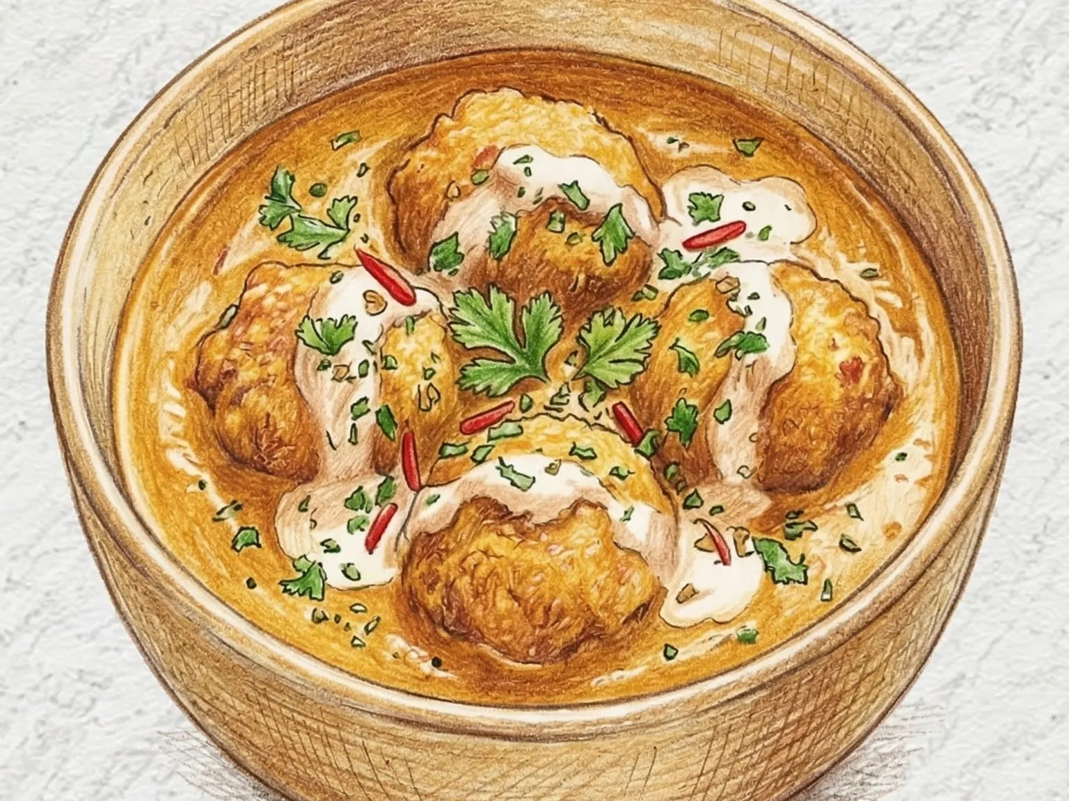 말라이 코프타 (인도식 파니르 감자 완자 크림 소스)