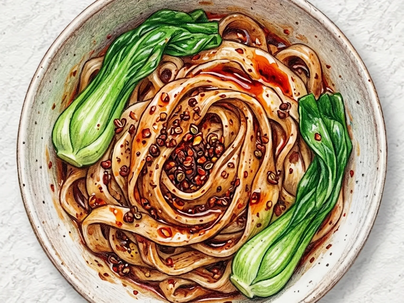 마라비앙비앙면 (얼얼한 고추기름 넓적면)