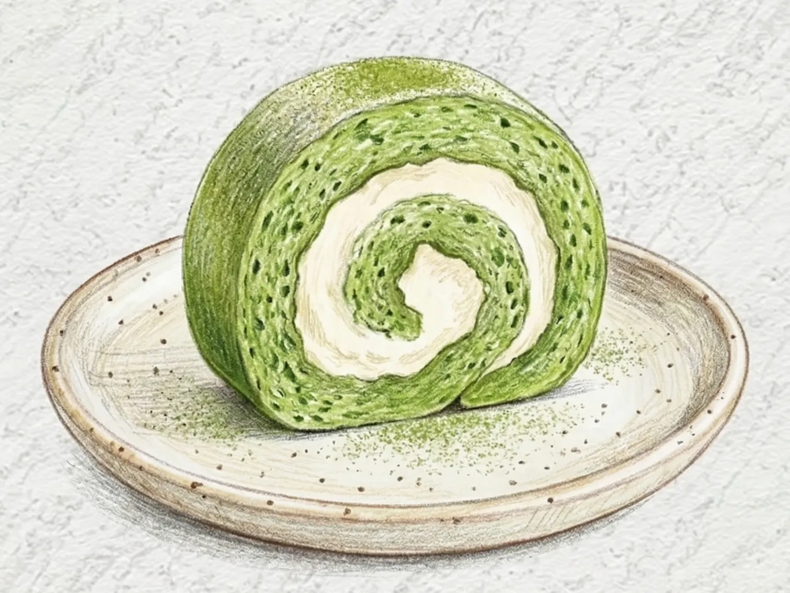 Rocambole de Matcha (Esponja de Chiffon de Chá Verde com Creme)