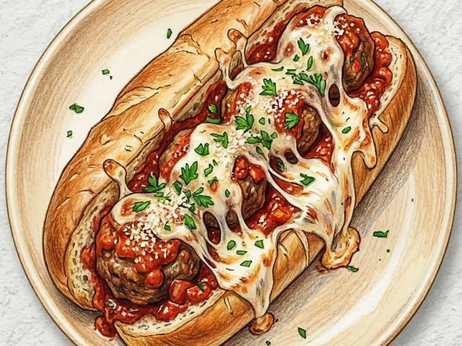 Meatball Sub (Sándwich de albóndigas con salsa de tomate)
