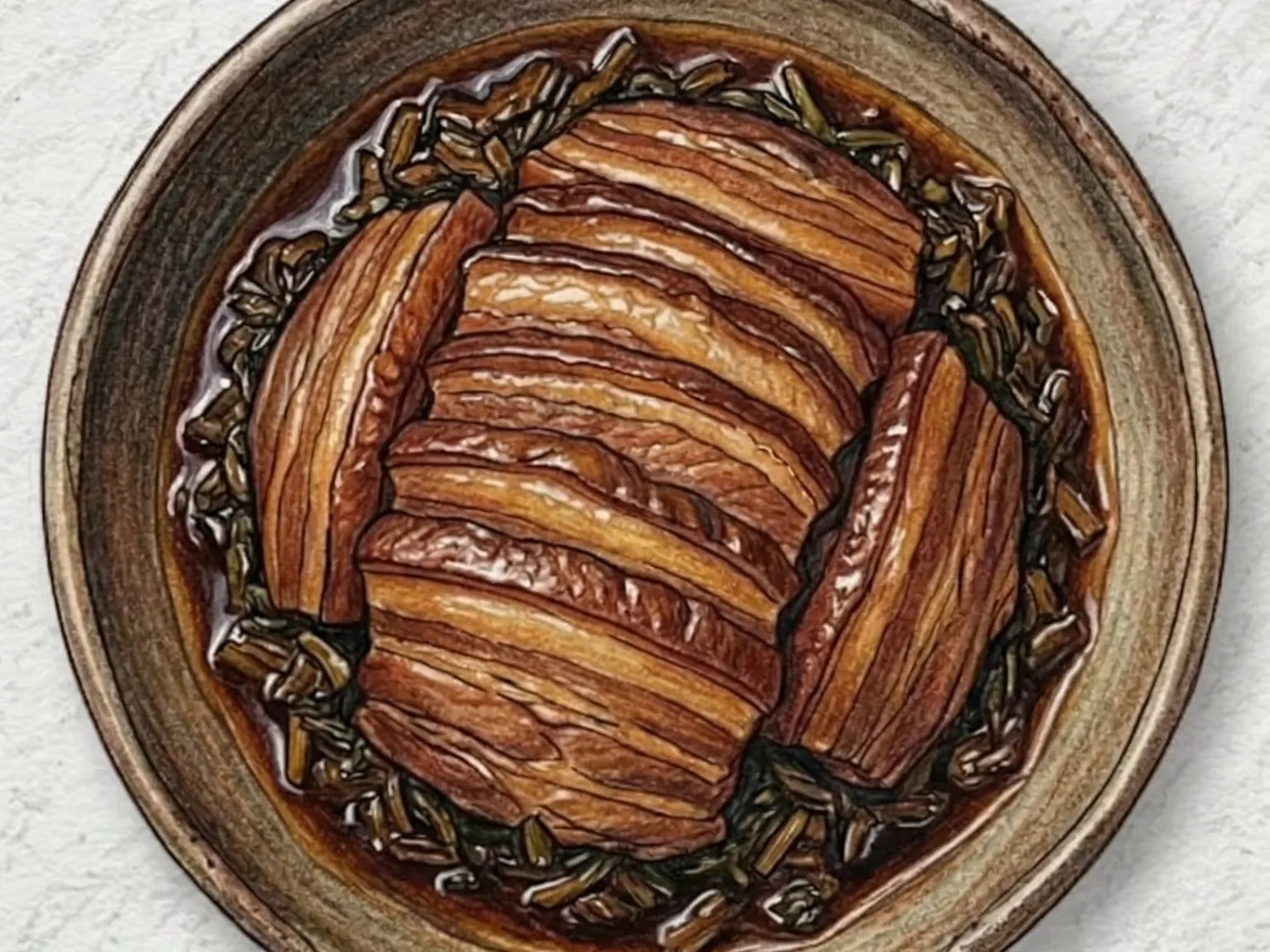 Braised Pork Belly with Preserved Mustard Greens