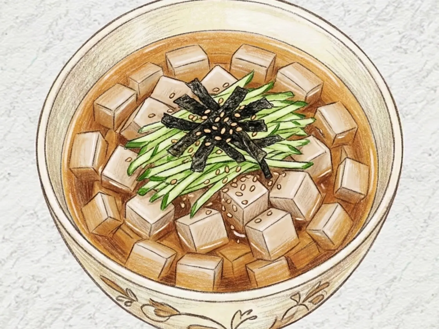 Korean Buckwheat Jelly Cold Broth Bowl