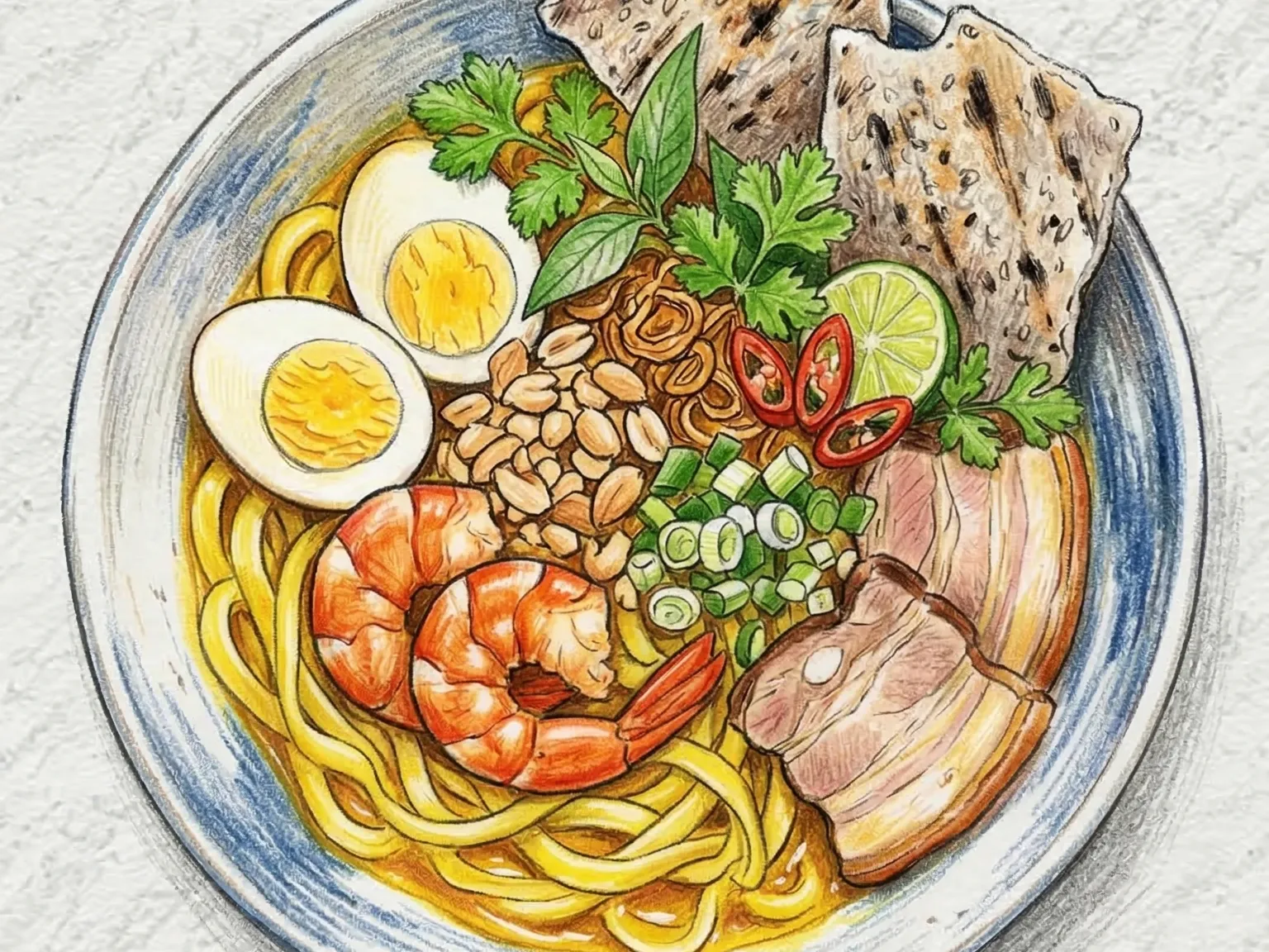 Mi Quang (fideos de cúrcuma vietnamitas con cerdo y camarones)