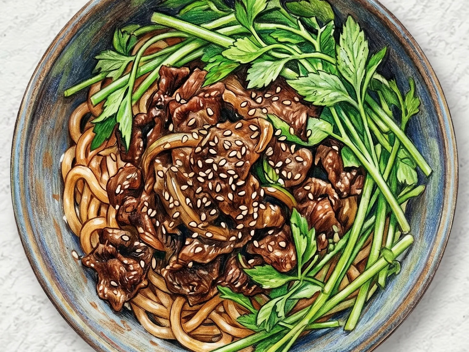 미나리불고기비빔우동
