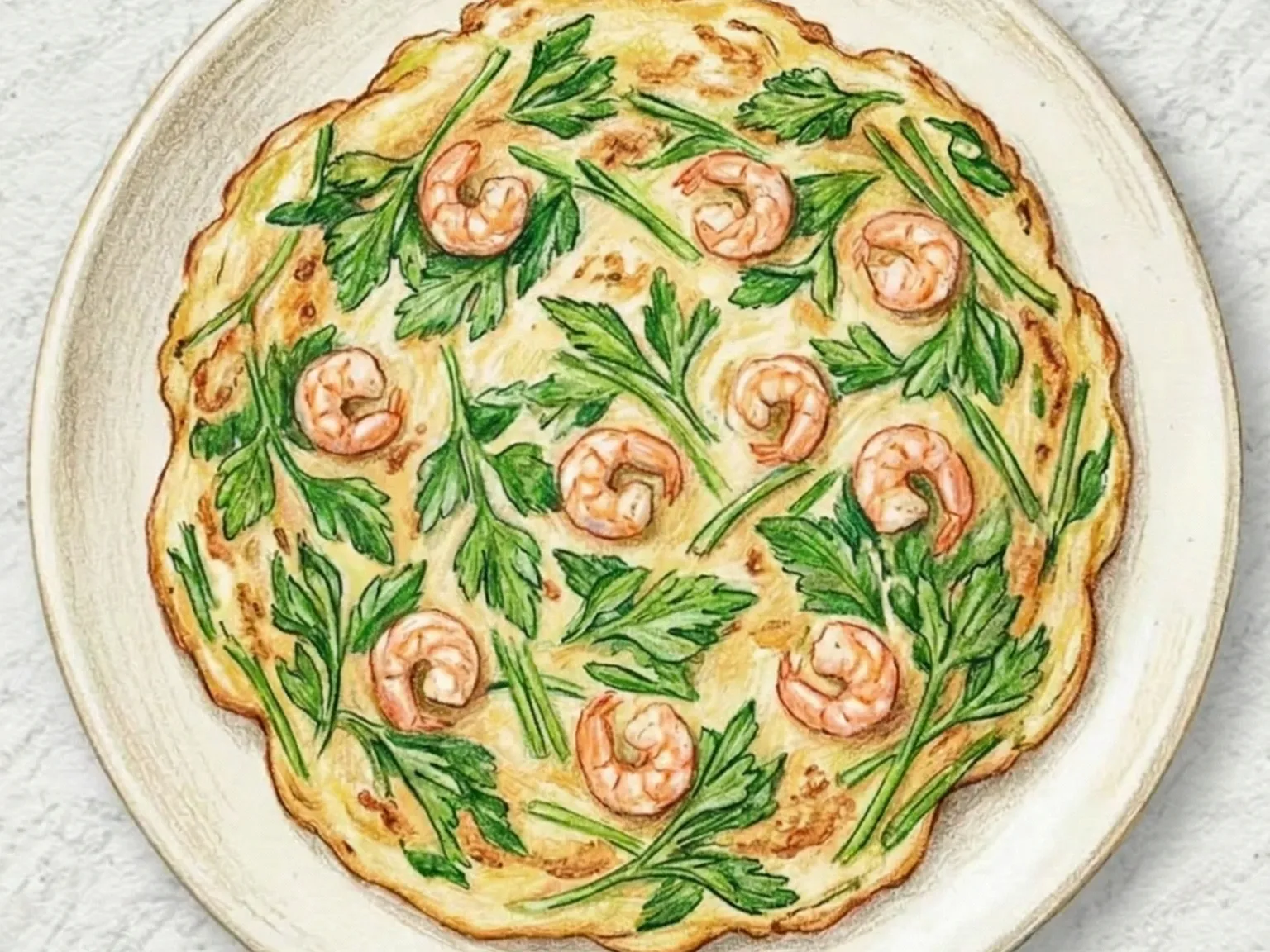 セリとエビのチヂミ（春の香り漂うセリとエビの韓国風パンケーキ）