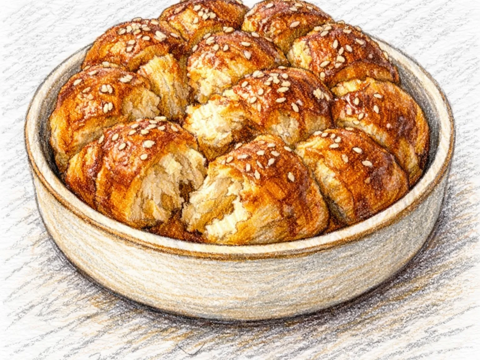 テンジャンメープルちぎりパン（甘じょっぱい発酵生地の層）