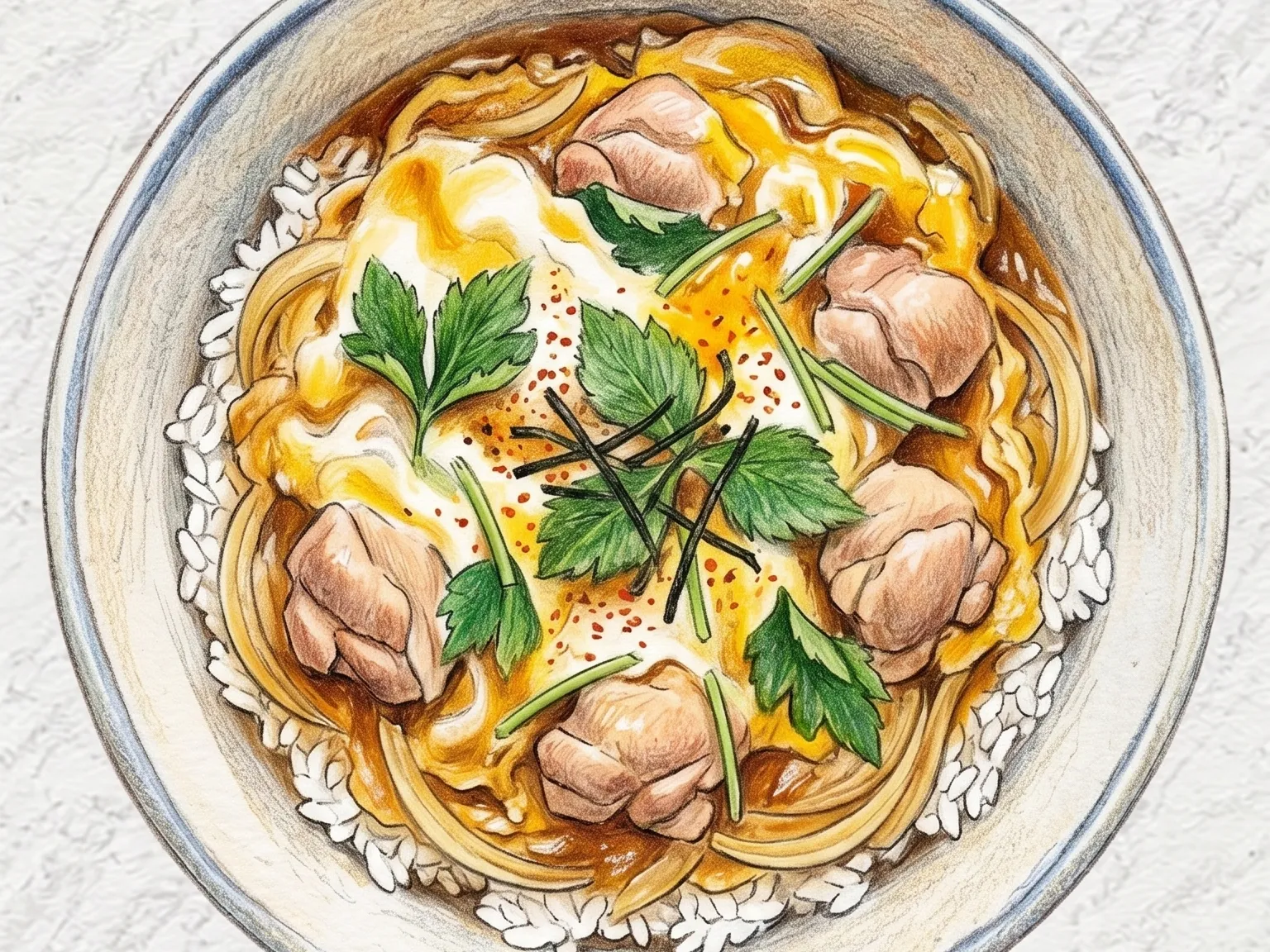 미츠바 오야코동 (미츠바 향채 닭고기 달걀 덮밥)