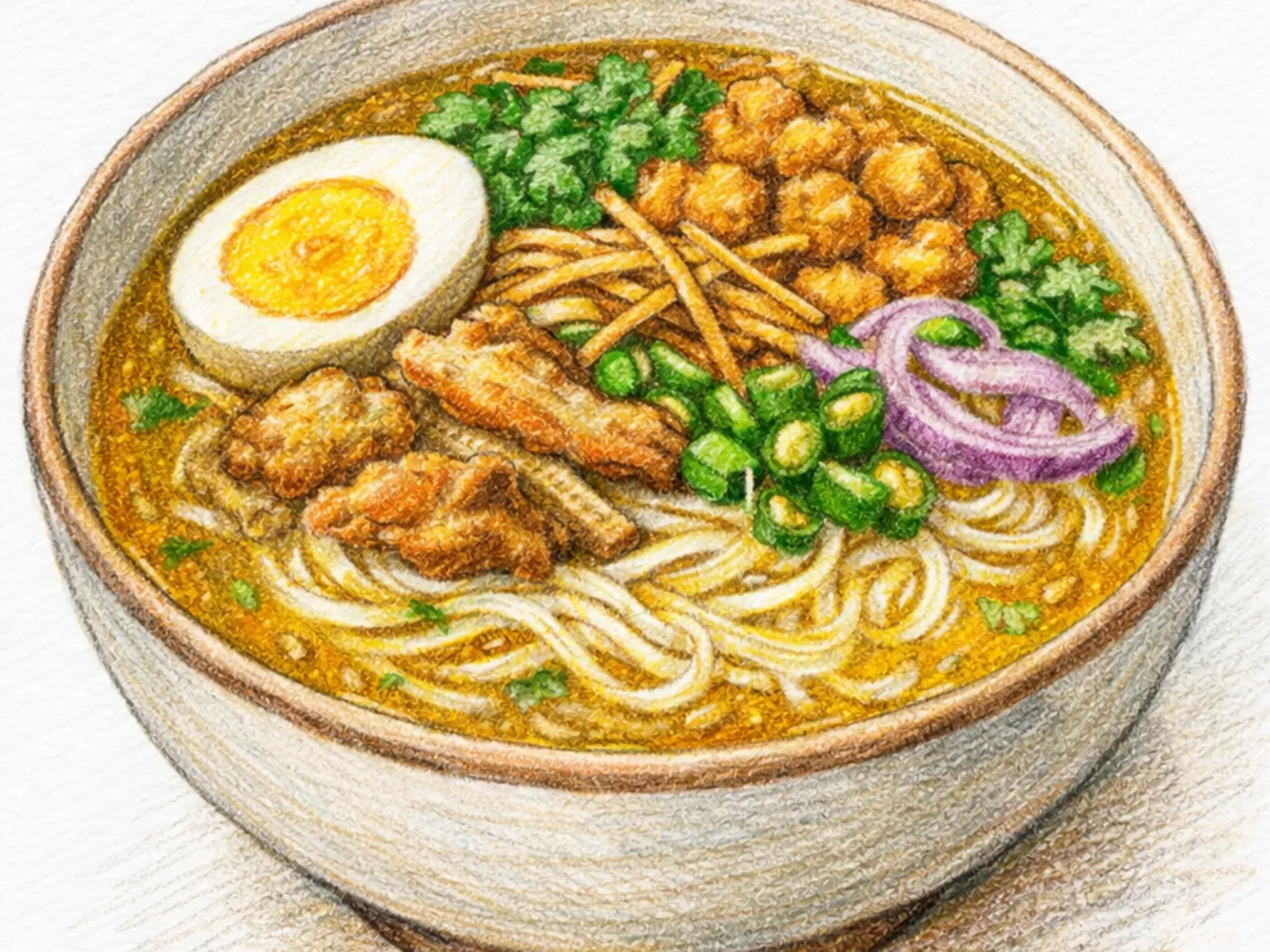モヒンガ（ミャンマー風魚だし米麺スープ）