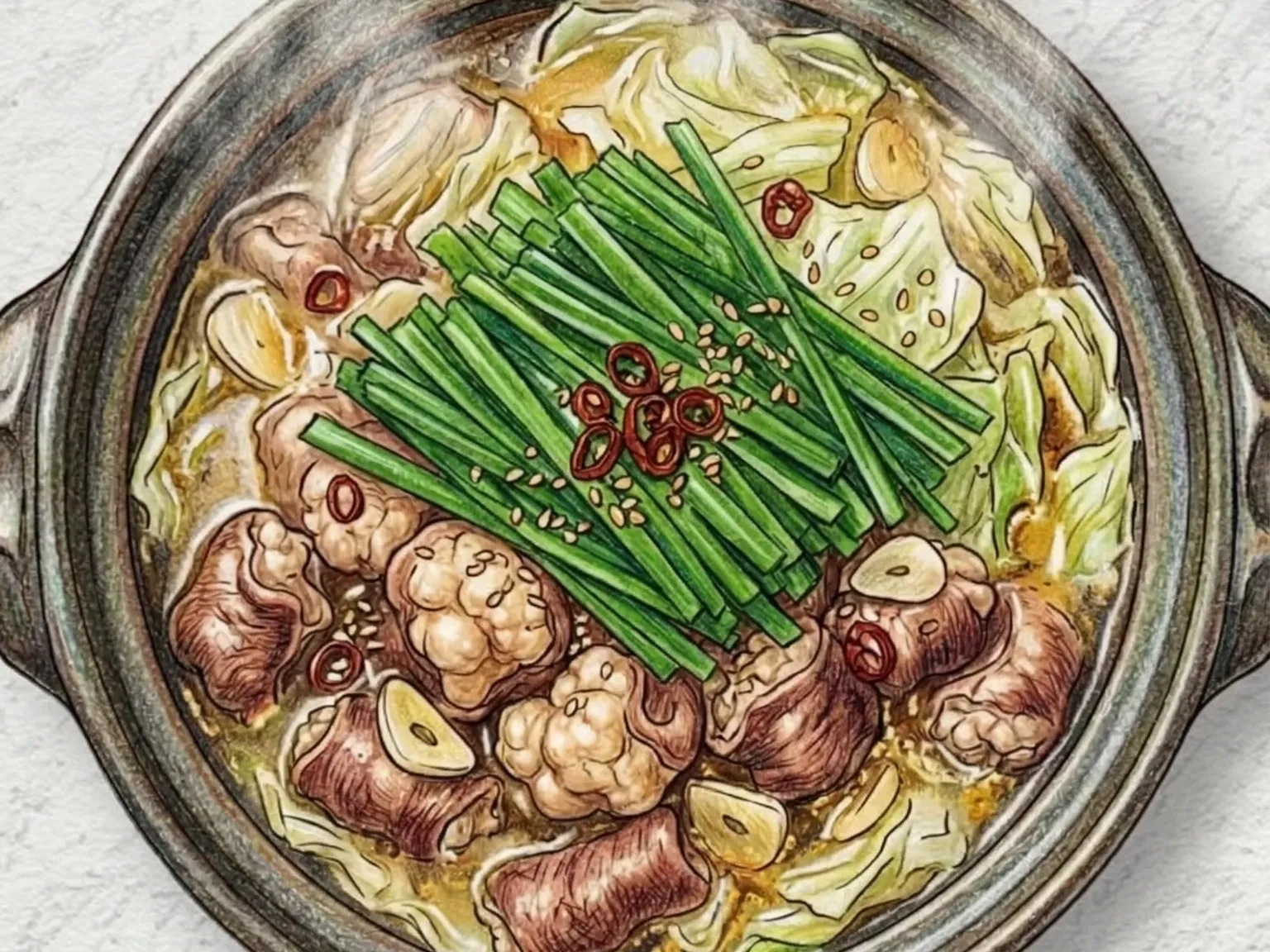 하카타 모츠나베 (하카타식 돼지 내장 전골)