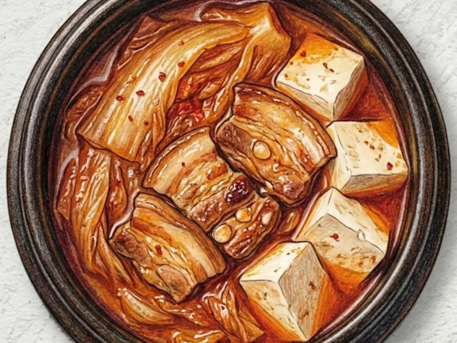 Mugeunji Jjigae (estofado de kimchi envelhecido coreano)