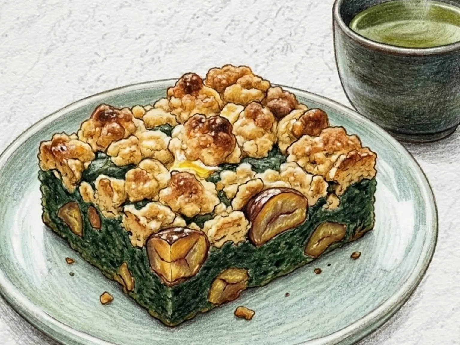 Ssuk Bam Crumble Bars (Barrinhas de artemísia e castanha coreanas)