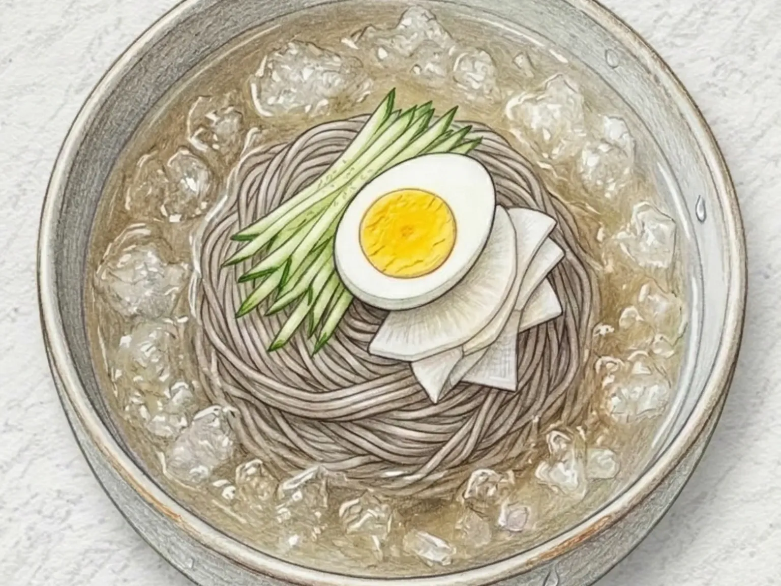 ムルネンミョン（冷たい蕎麦麺の韓国冷麺）