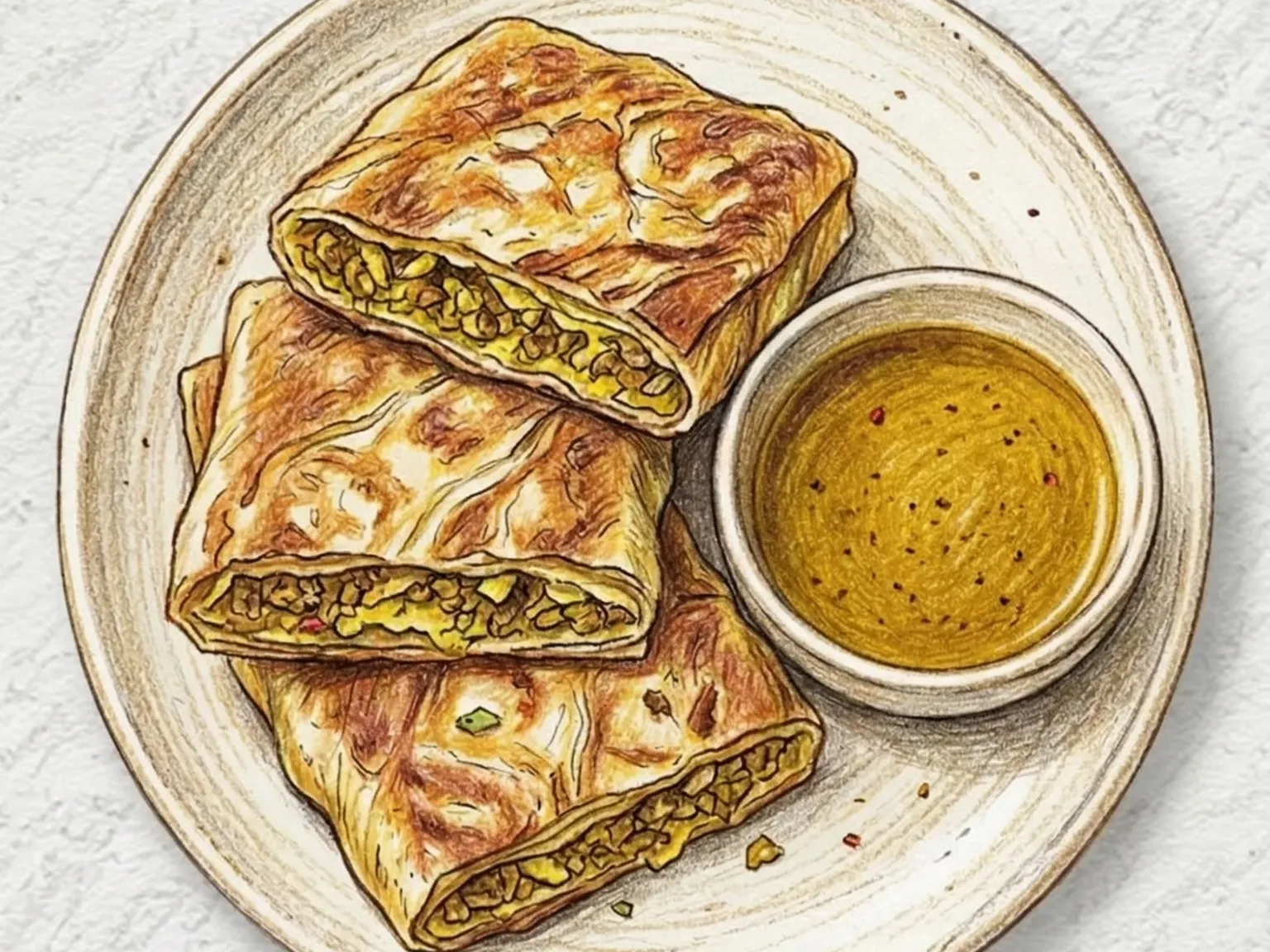 무르타박 (말레이시아식 소고기 달걀 속 납작빵 팬구이)