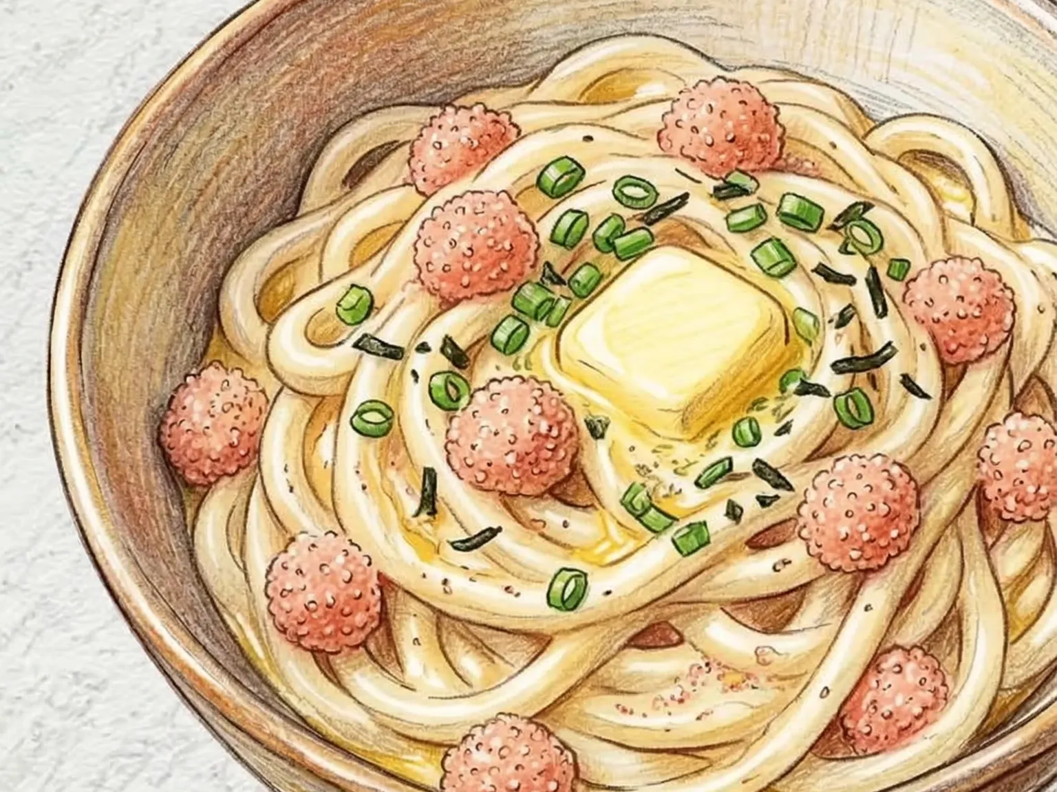 明太バターうどん（明太子バタークリームうどん）