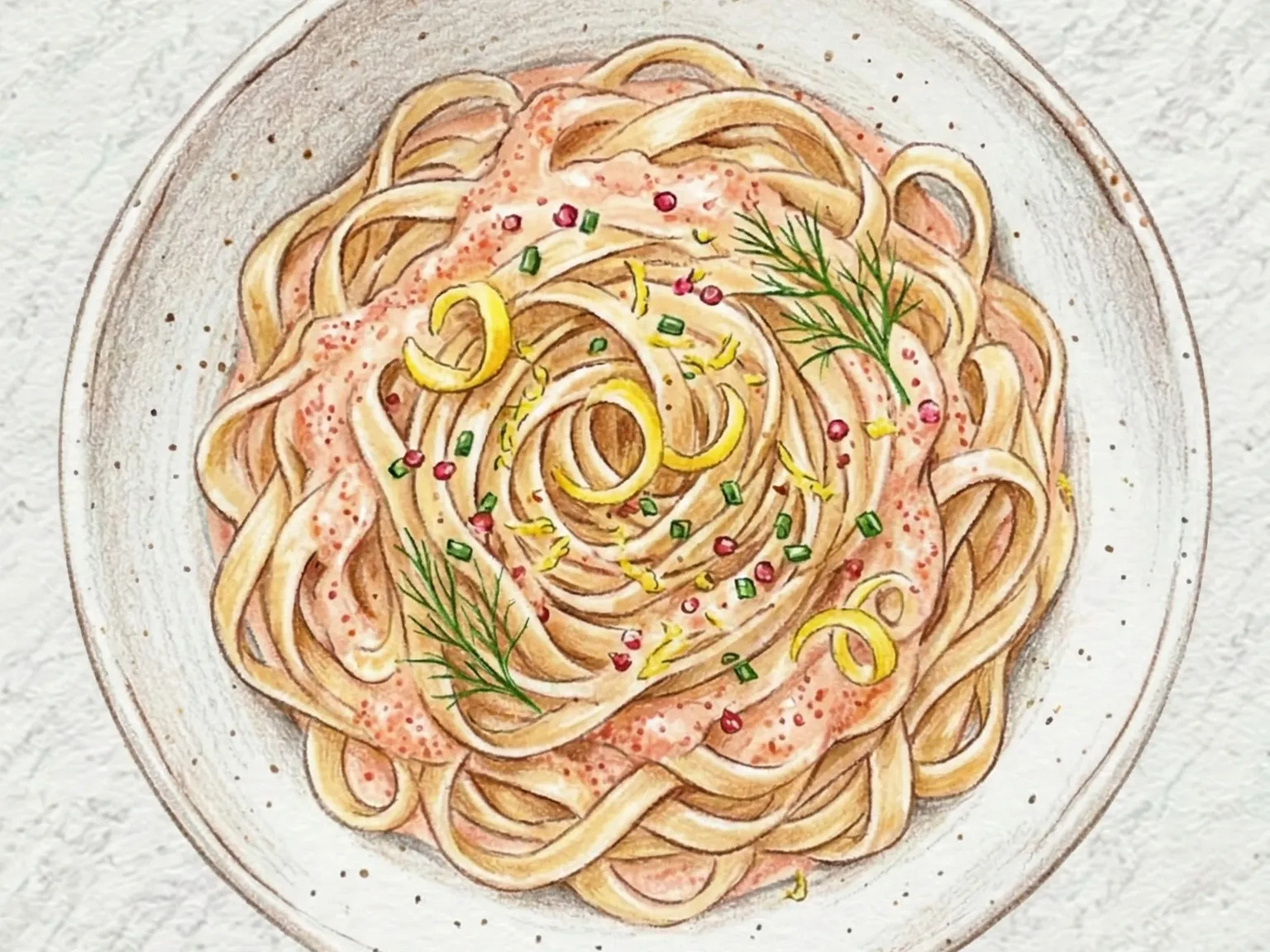 Myeongran Lemon Cream Fettuccine (fettuccine con crema de limón y myeongran)