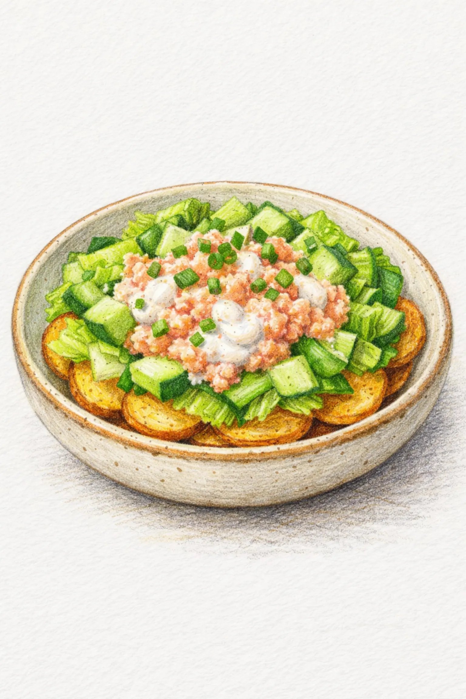 Myeongran Potato Crisp Salad (Salada de batata crocante com ovas de polaca salgadas)