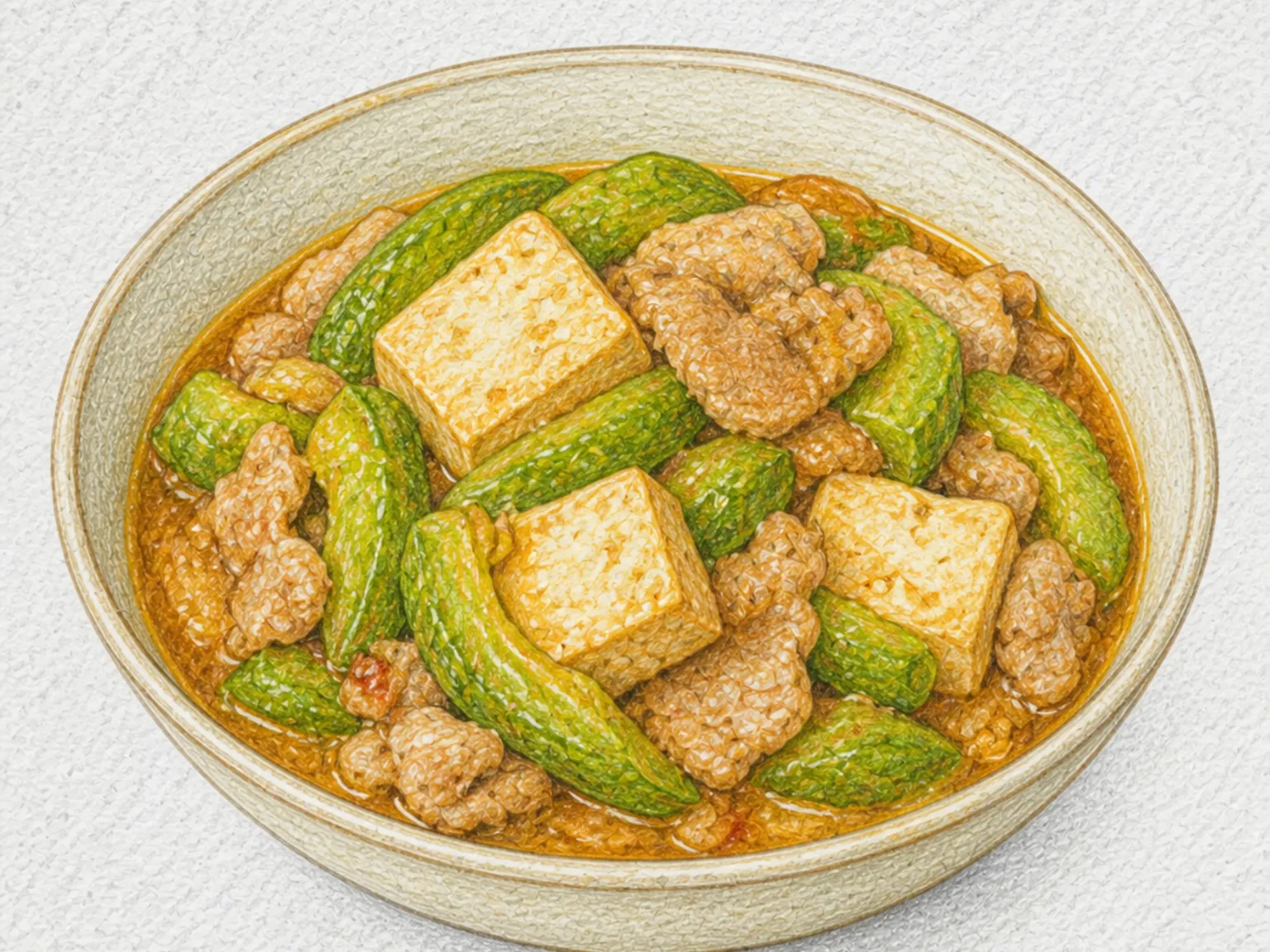 Nabera-nbushi (Loofah, Tofu, and Pork Miso Simmer)
