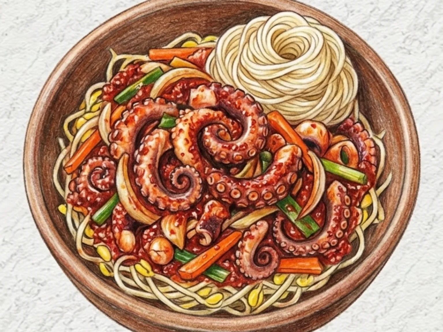 Nakji-bokkeum (Polvo coreano refogado apimentado)