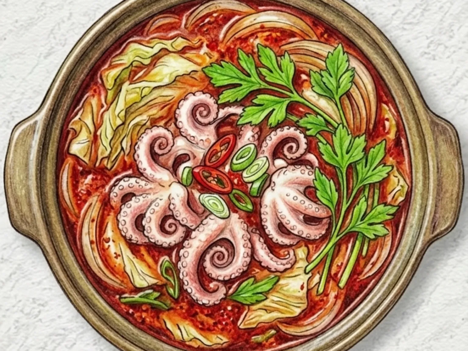 Nakji Jeongol (panela quente coreana de polvo)