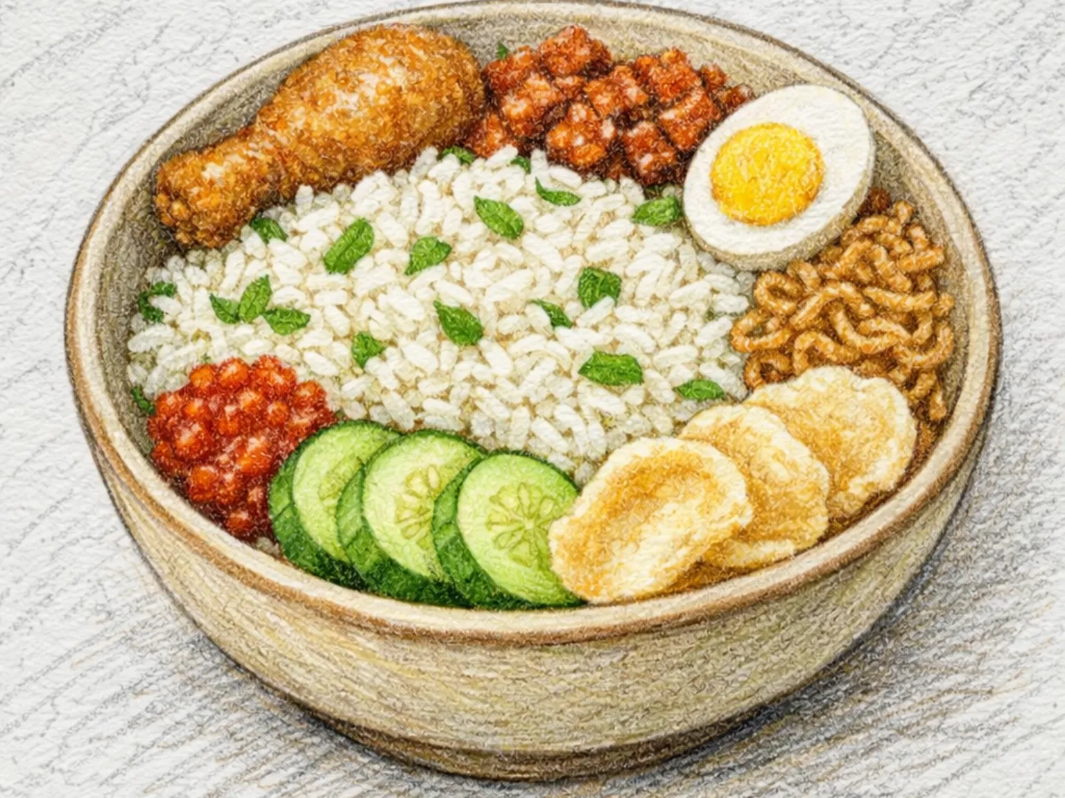 ナシウドゥック（ジャカルタ風ココナッツレモングラスご飯）