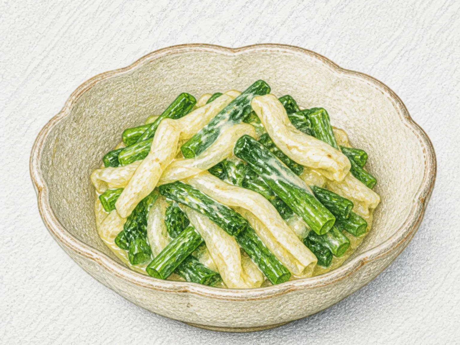 Nuta (Wakegi and Whale Skin with Mustard Miso)