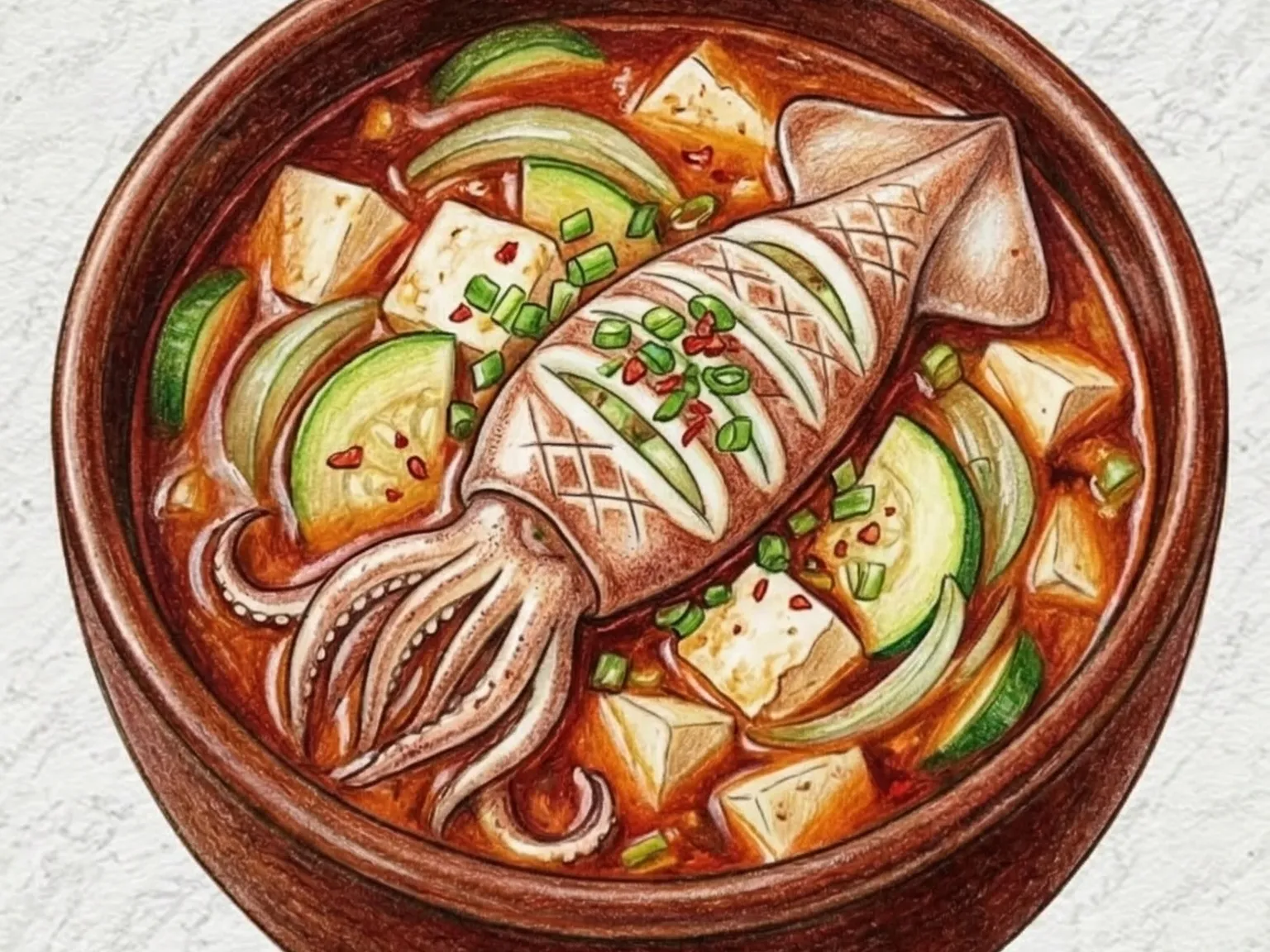 イカチゲ（コチュジャンの甘辛イカ煮込み）