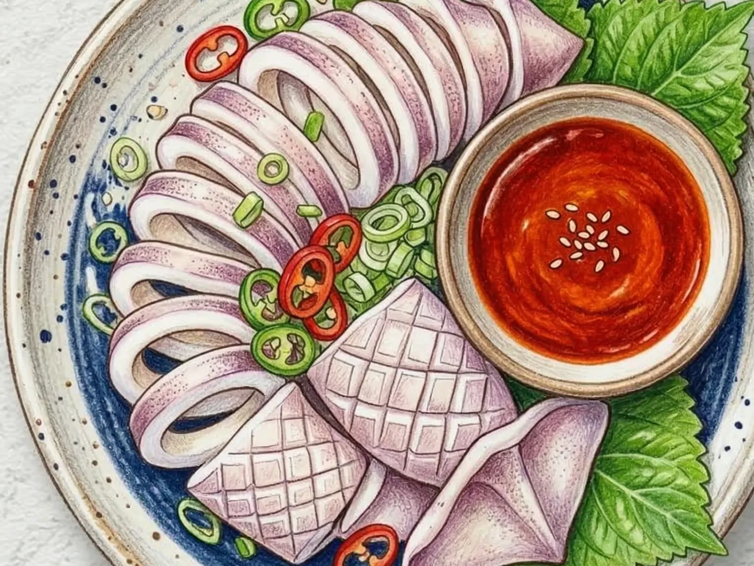 Ojingeo-sukhoe (Fatias de lula escalfadas ao estilo coreano)