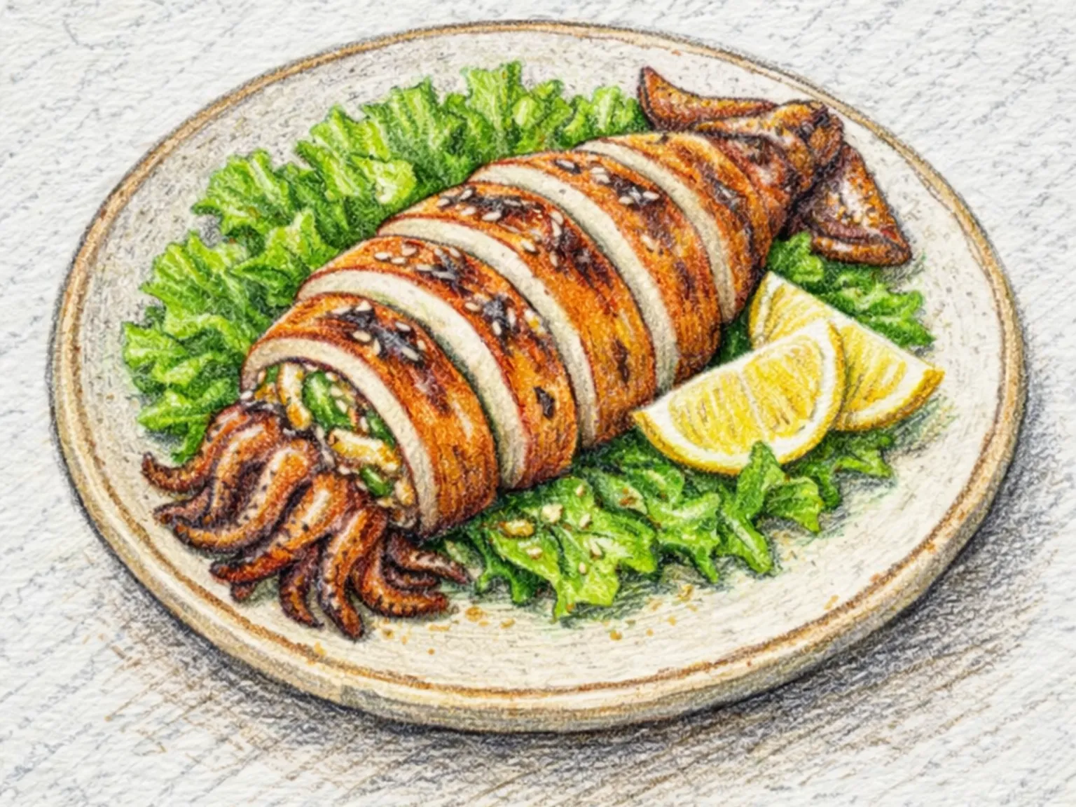 オジンオスンデグイ（イカスンデのグリル）