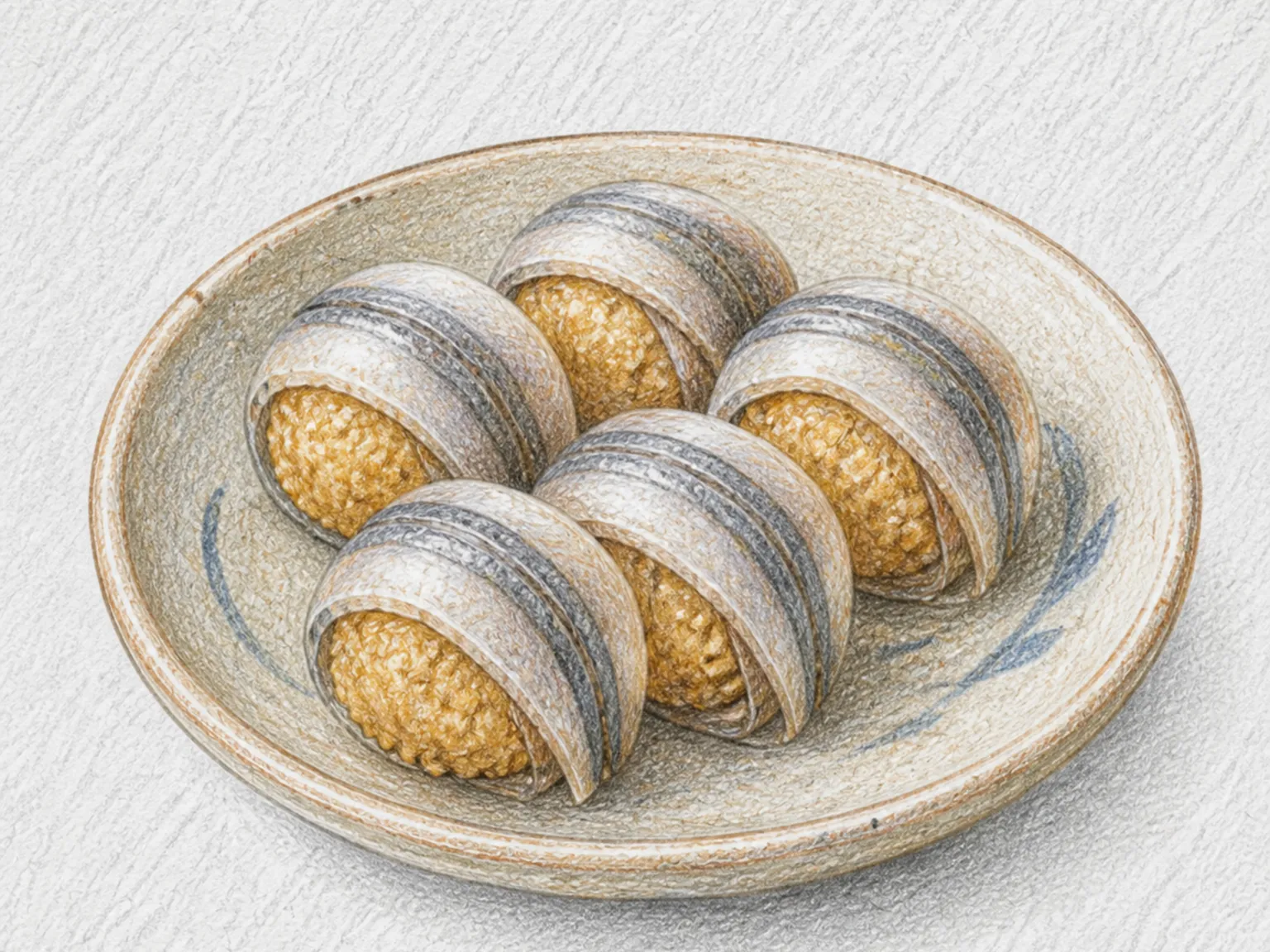 Kibinago no Hokaburi (Vinegar-Cured Fish and Okara Sushi)