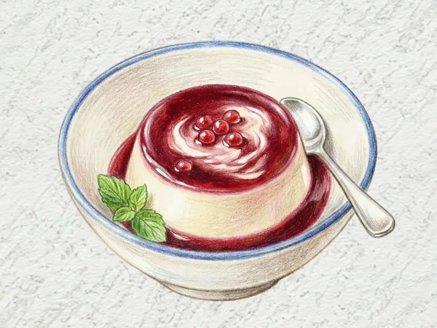 오미자 판나코타 (이탈리안 크림에 오미자 소스를 얹은 디저트)