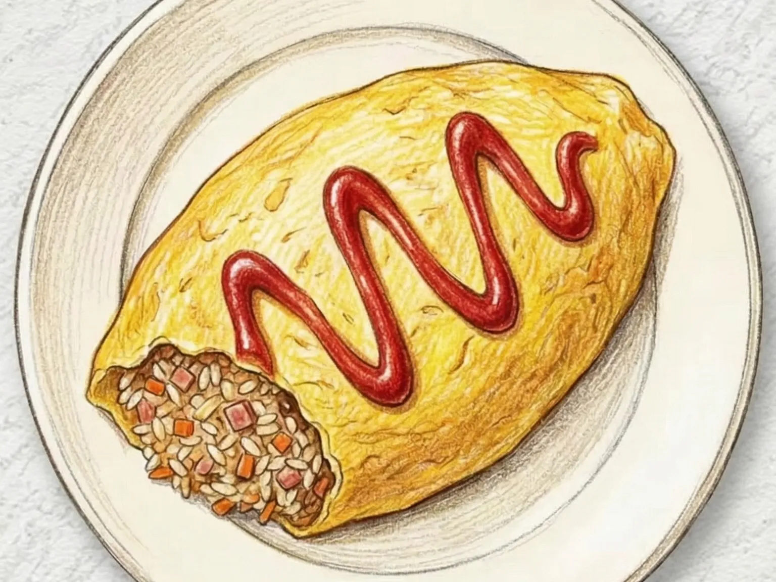 Omurice Bunsik (Arroz de Omelete estilo Lanchonete Coreana)